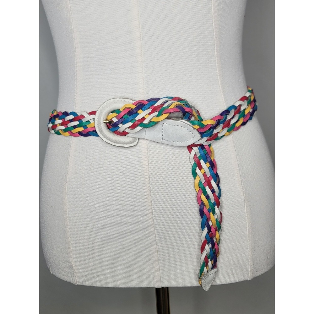 Chic Multicolor Braided Leather Wrap Belt Womens‎ Boho Cottagecore Retro VTG